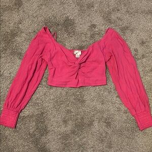 long sleeve pink crop top